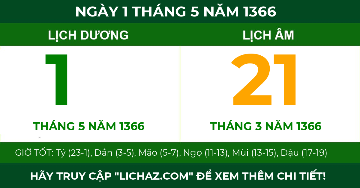 lịch âm ngày 1 tháng 5 năm 1366