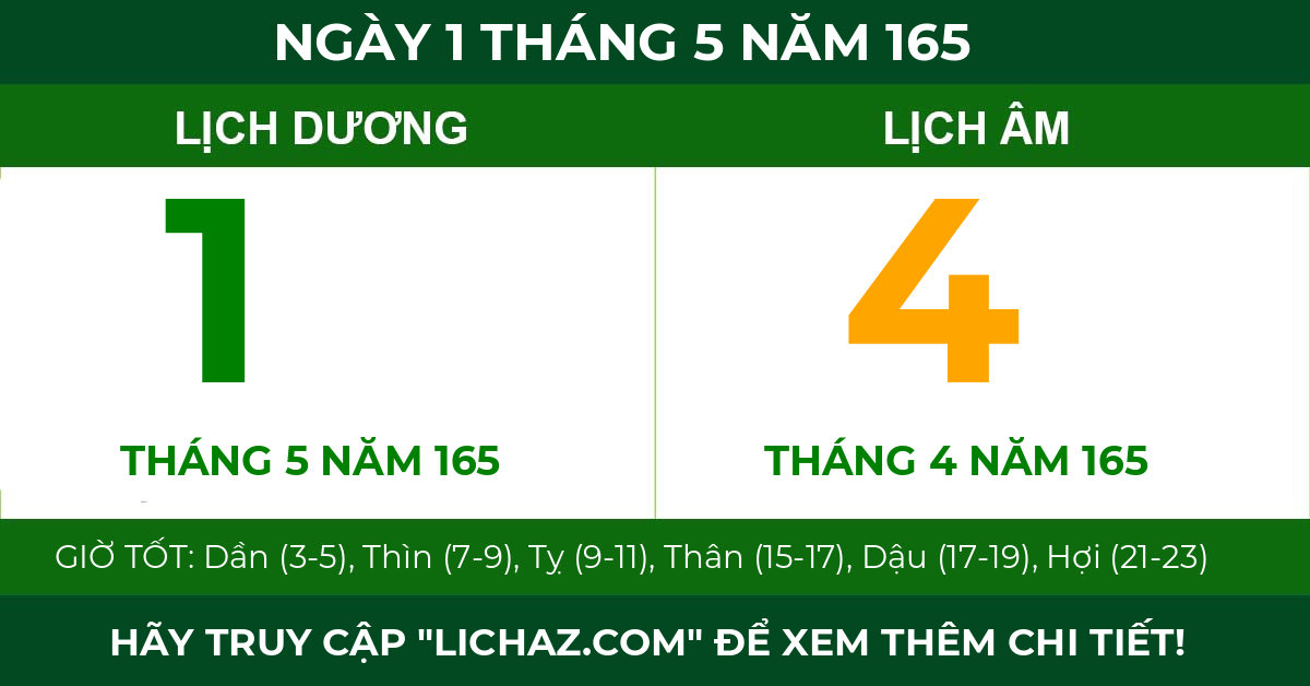 lịch âm ngày 1 tháng 5 năm 165