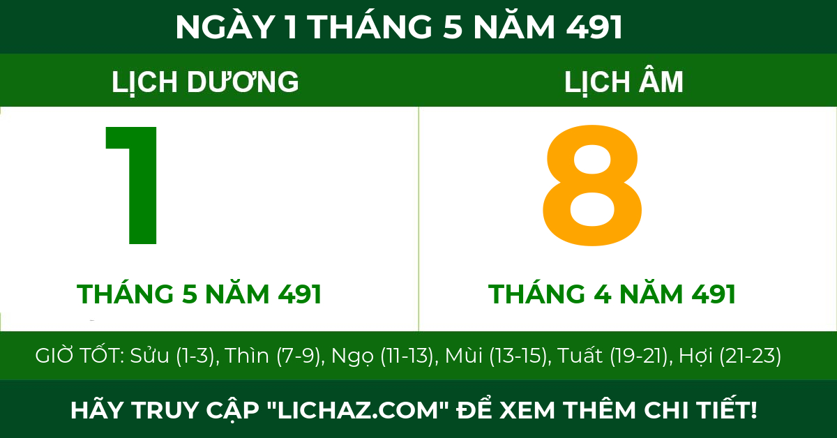 lịch âm ngày 1 tháng 5 năm 491