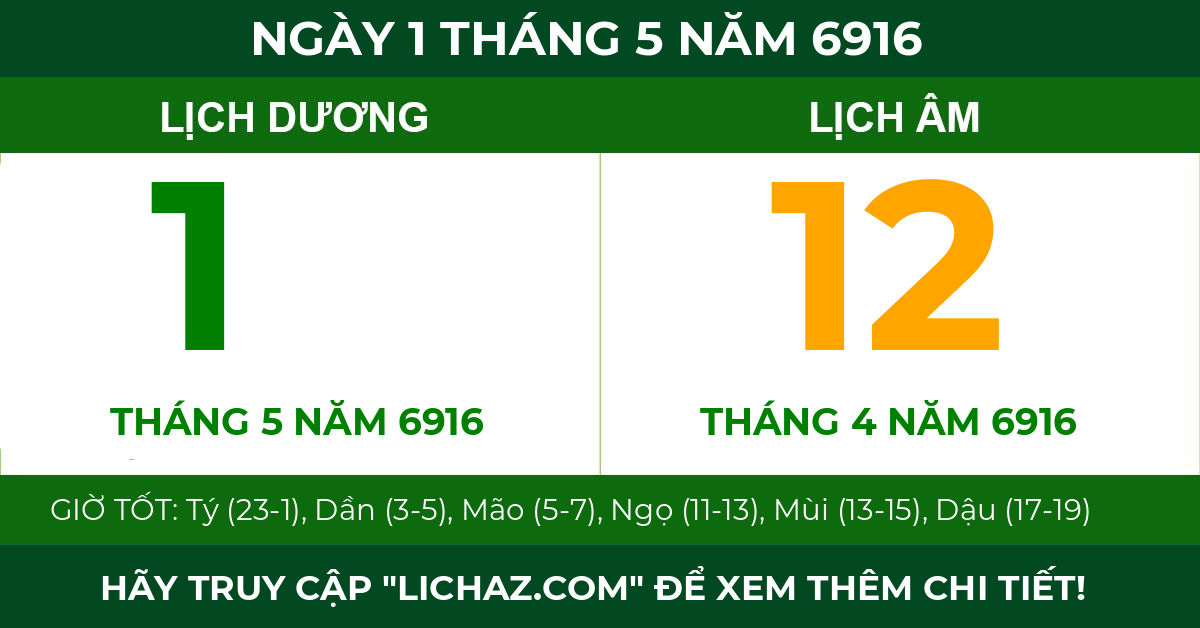 lịch âm ngày 1 tháng 5 năm 6916