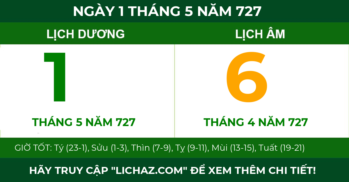 lịch âm ngày 1 tháng 5 năm 727