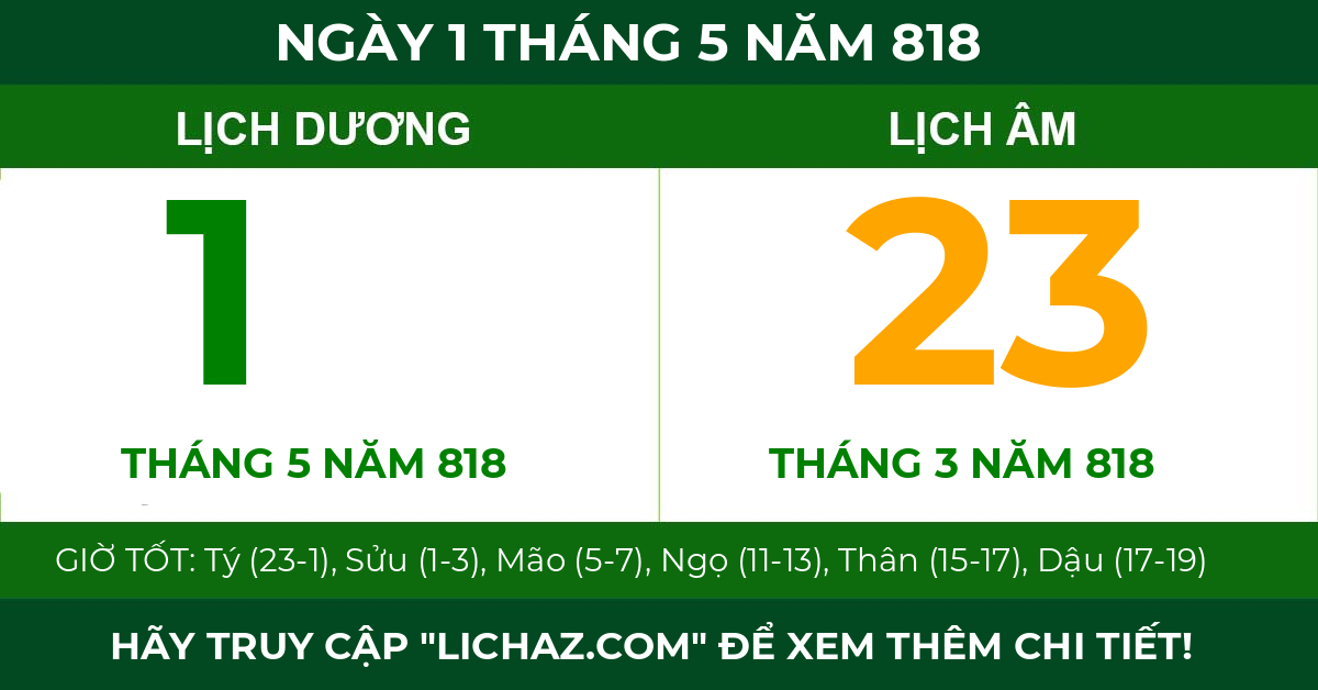 lịch âm ngày 1 tháng 5 năm 818