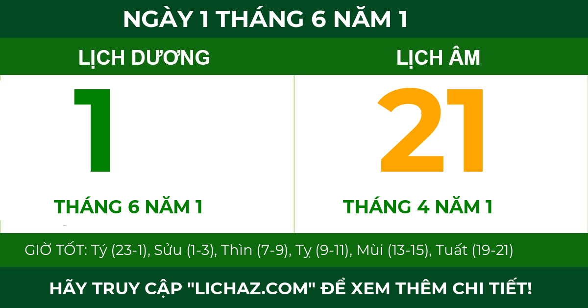 lịch âm ngày 1 tháng 6 năm 1