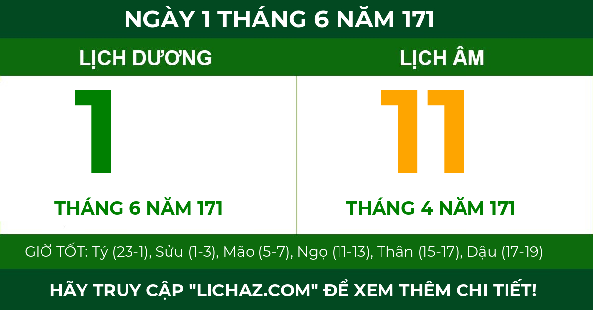 lịch âm ngày 1 tháng 6 năm 171