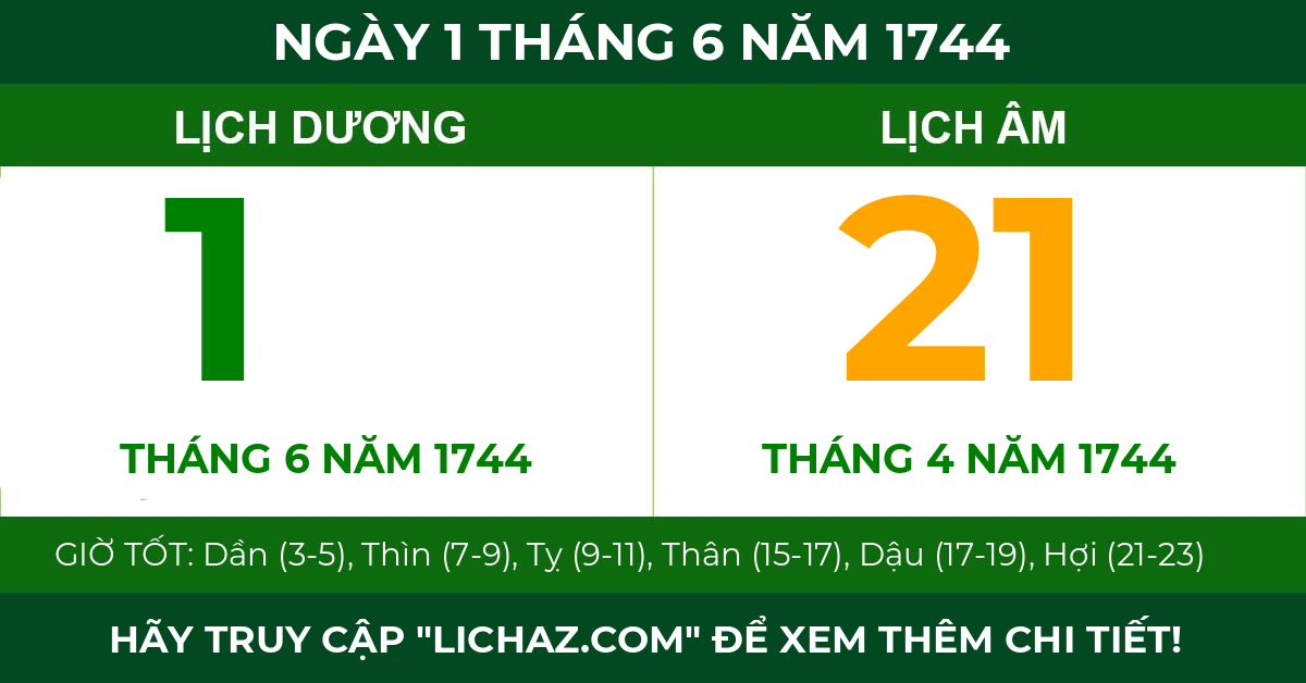 lịch âm ngày 1 tháng 6 năm 1744