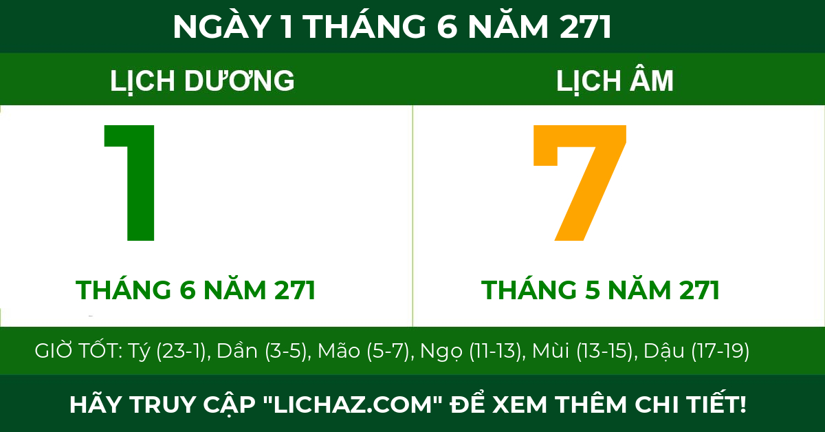 lịch âm ngày 1 tháng 6 năm 271