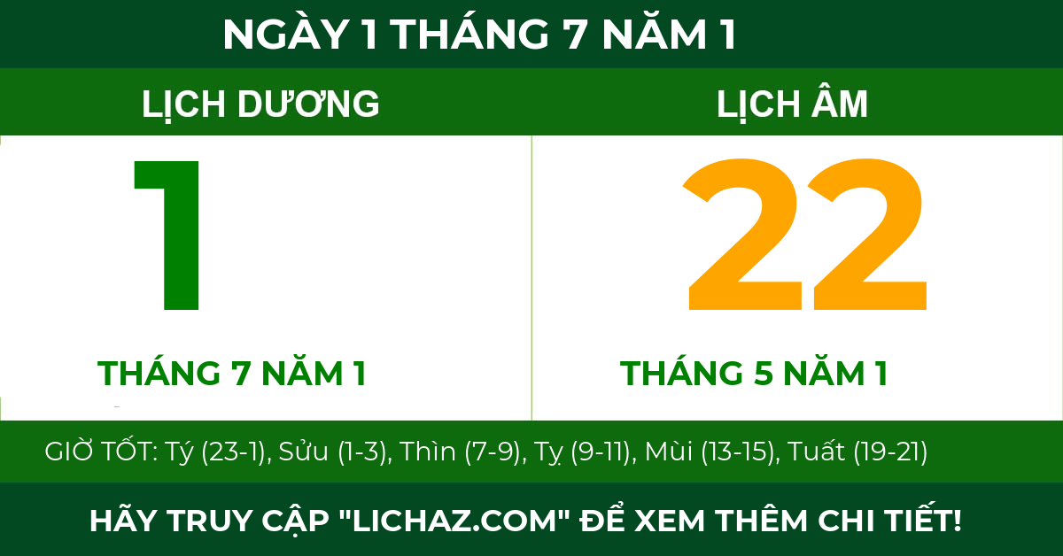 lịch âm ngày 1 tháng 7 năm 1