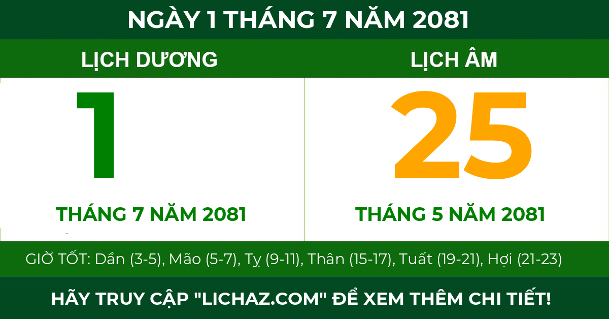 lịch âm ngày 1 tháng 7 năm 2081