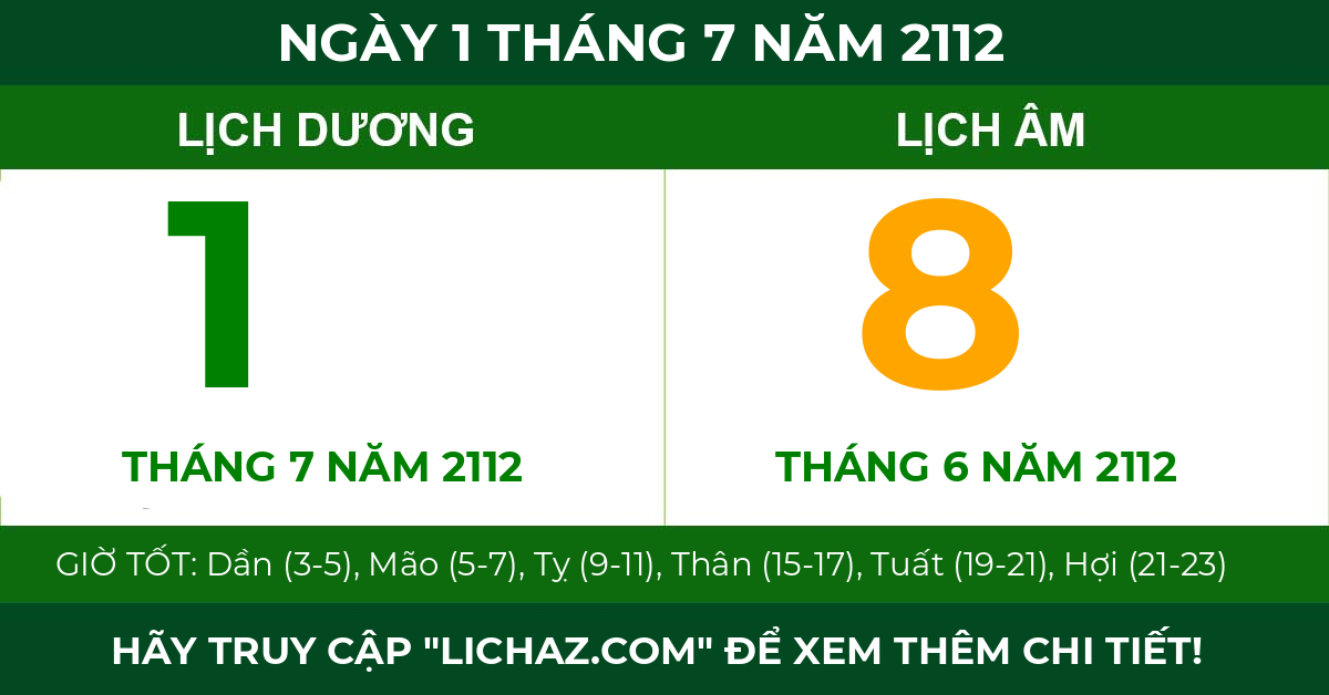 lịch âm ngày 1 tháng 7 năm 2112