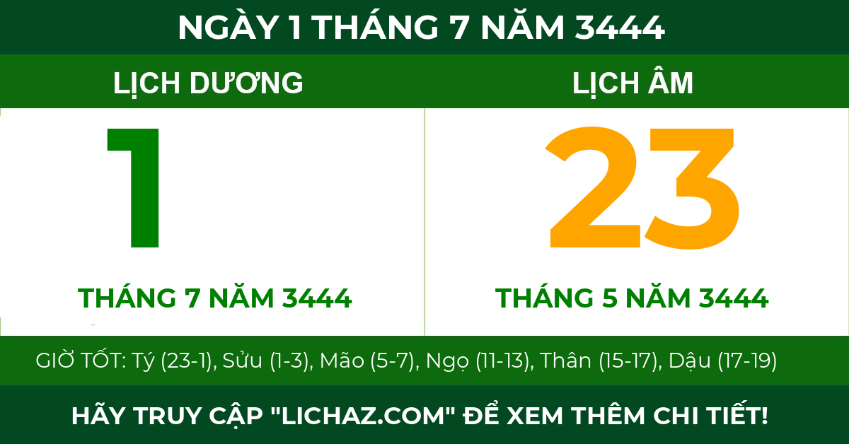 lịch âm ngày 1 tháng 7 năm 3444