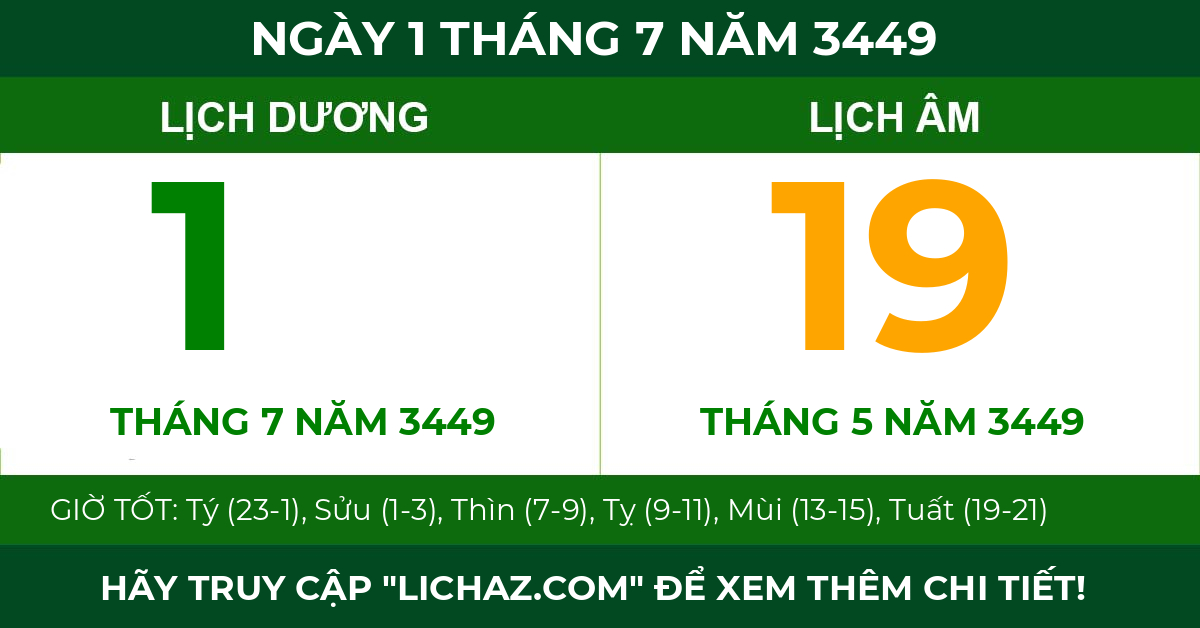 lịch âm ngày 1 tháng 7 năm 3449