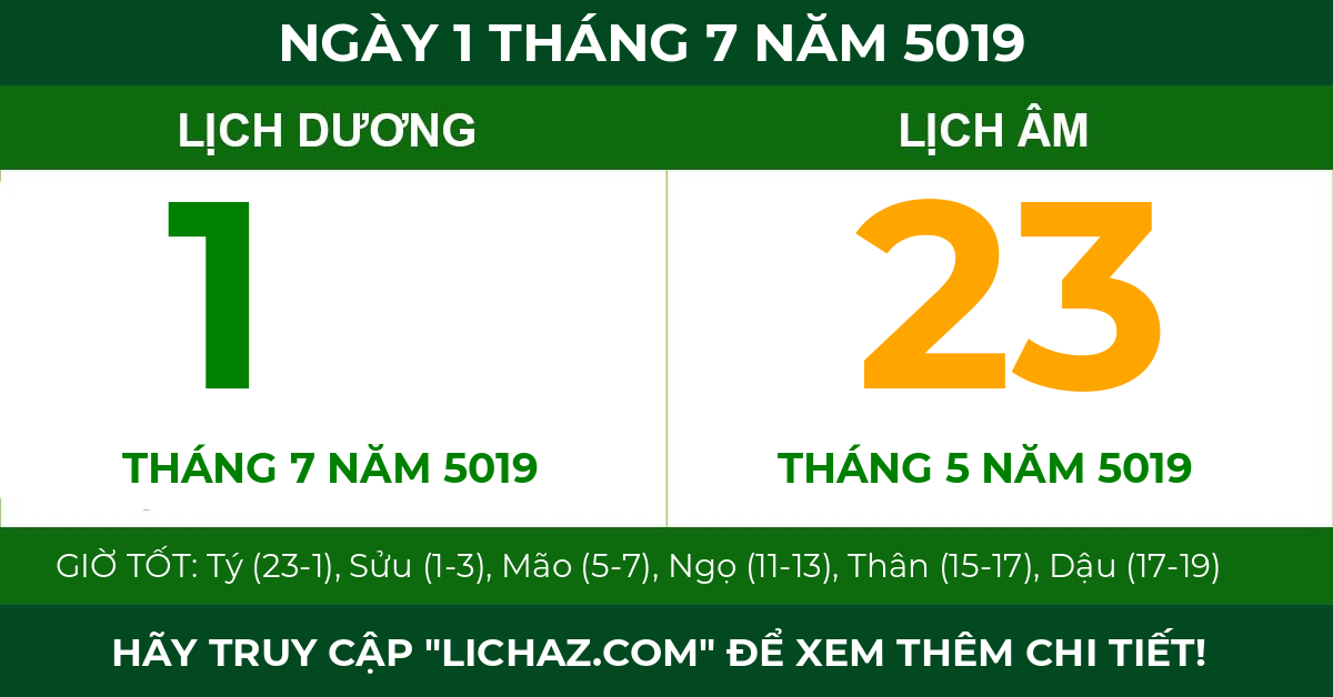 lịch âm ngày 1 tháng 7 năm 5019