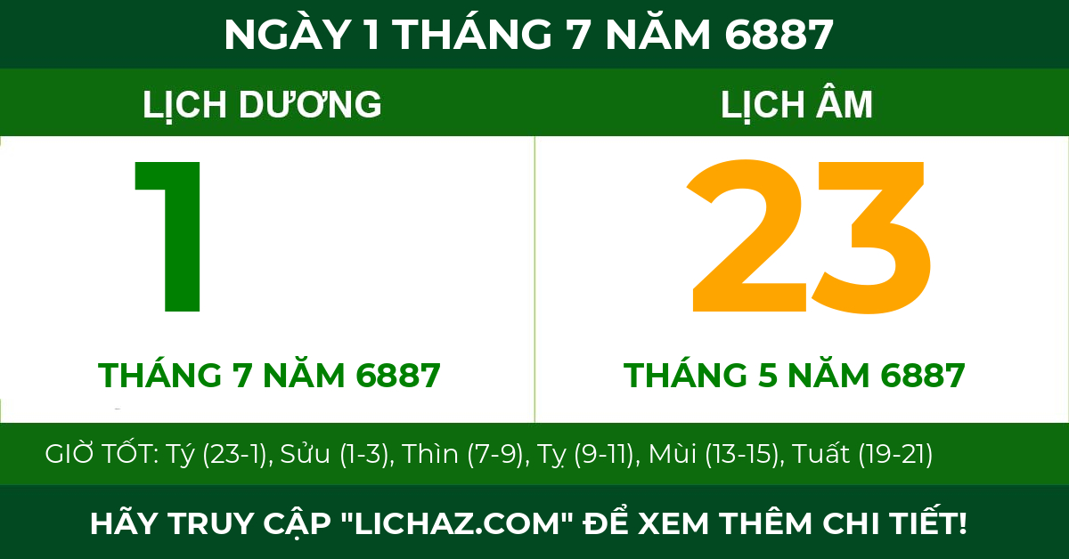lịch âm ngày 1 tháng 7 năm 6887