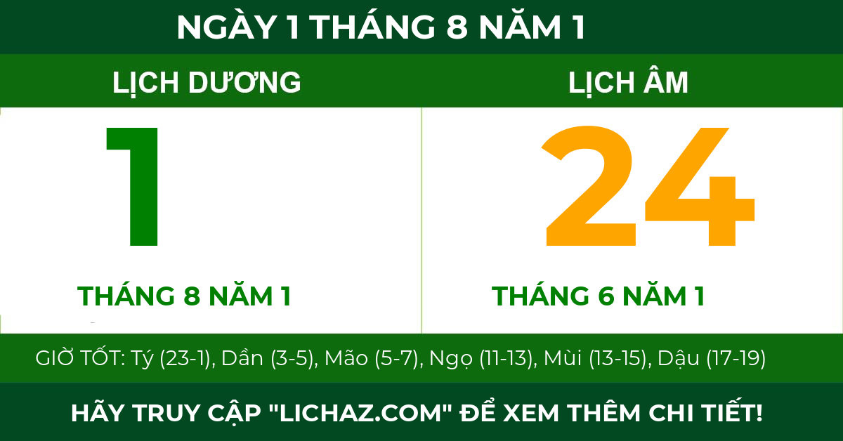 lịch âm ngày 1 tháng 8 năm 1