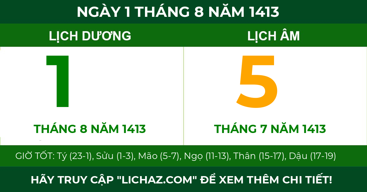 lịch âm ngày 1 tháng 8 năm 1413