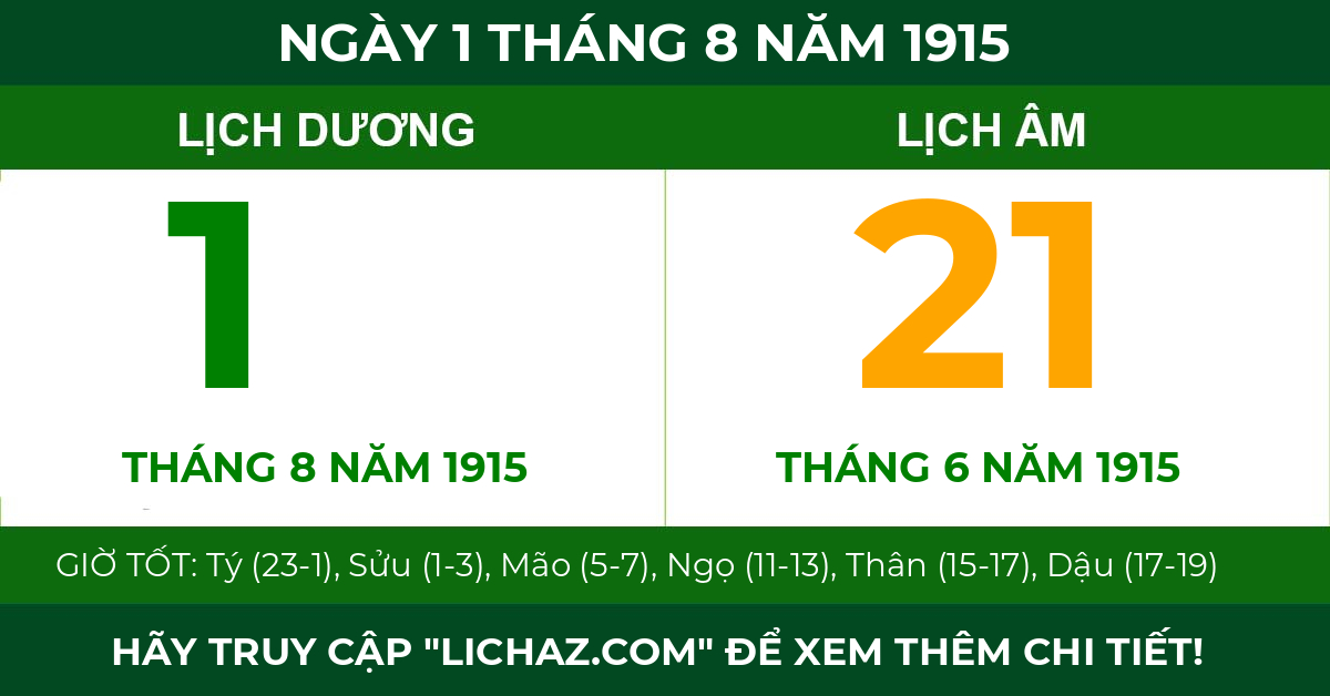 lịch âm ngày 1 tháng 8 năm 1915