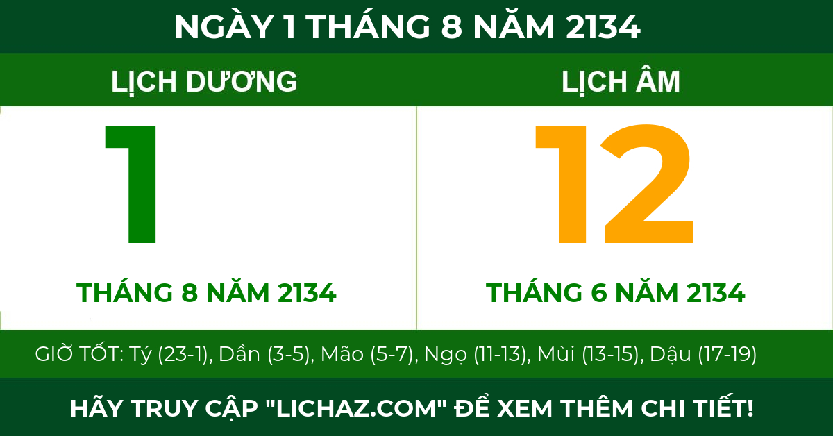 lịch âm ngày 1 tháng 8 năm 2134