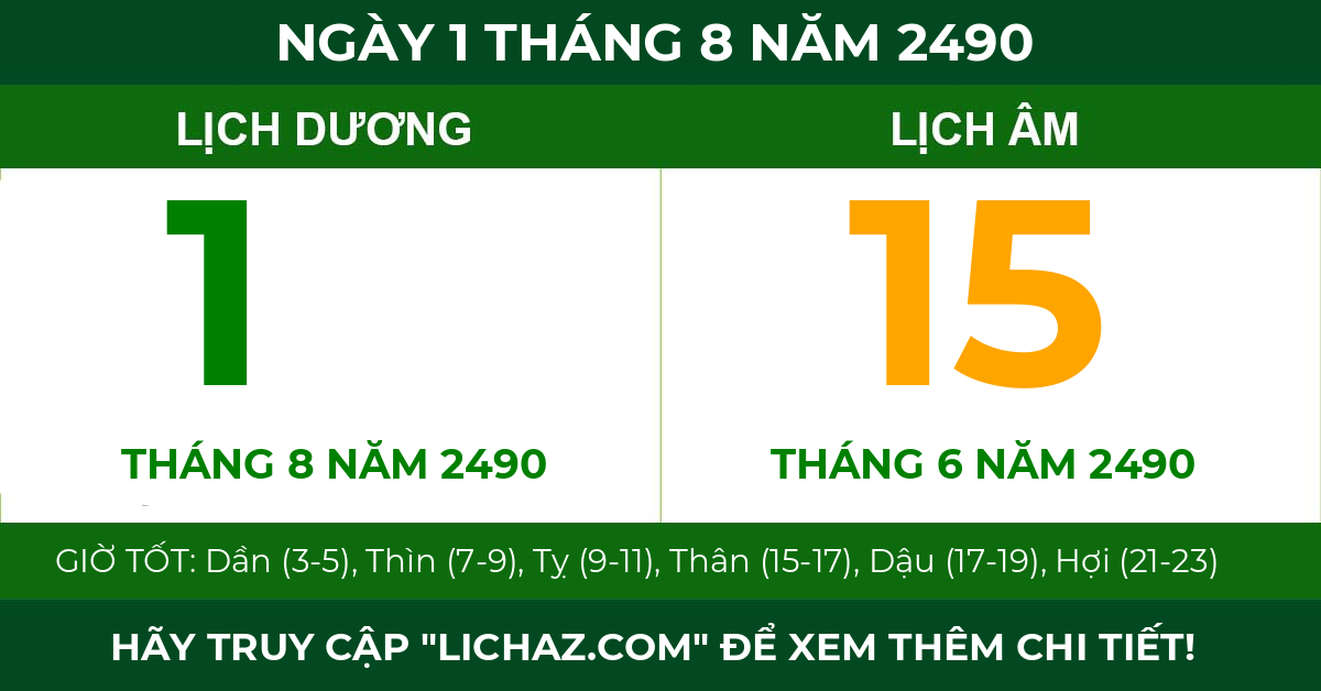 lịch âm ngày 1 tháng 8 năm 2490