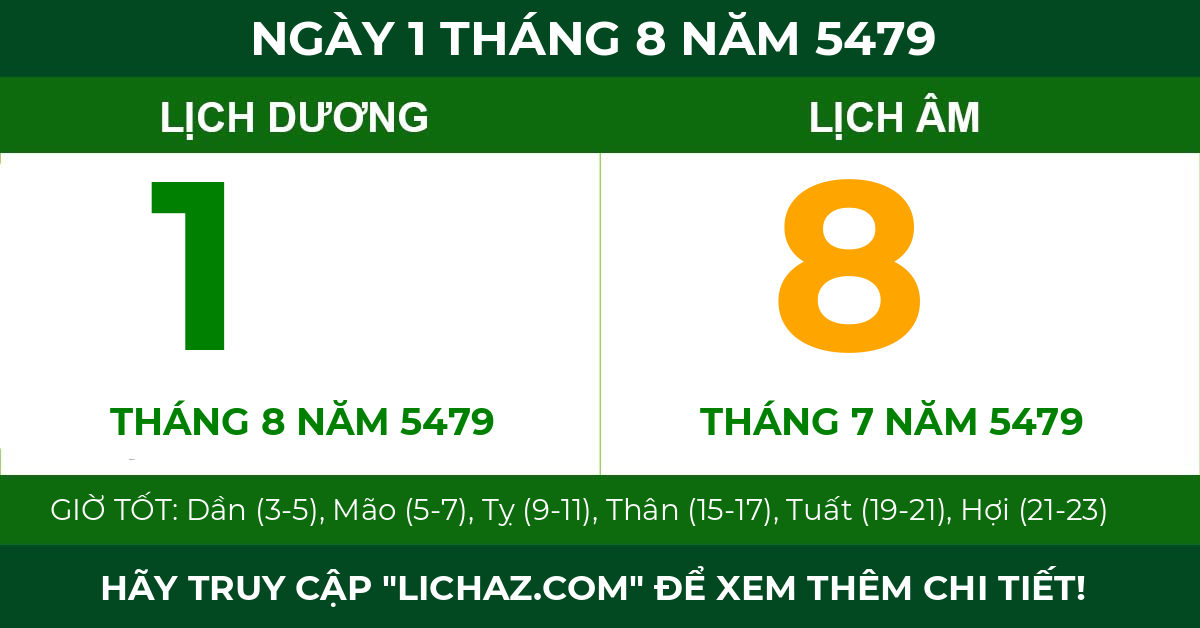 lịch âm ngày 1 tháng 8 năm 5479