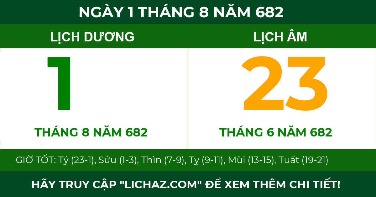 lịch âm ngày 1 tháng 8 năm 682