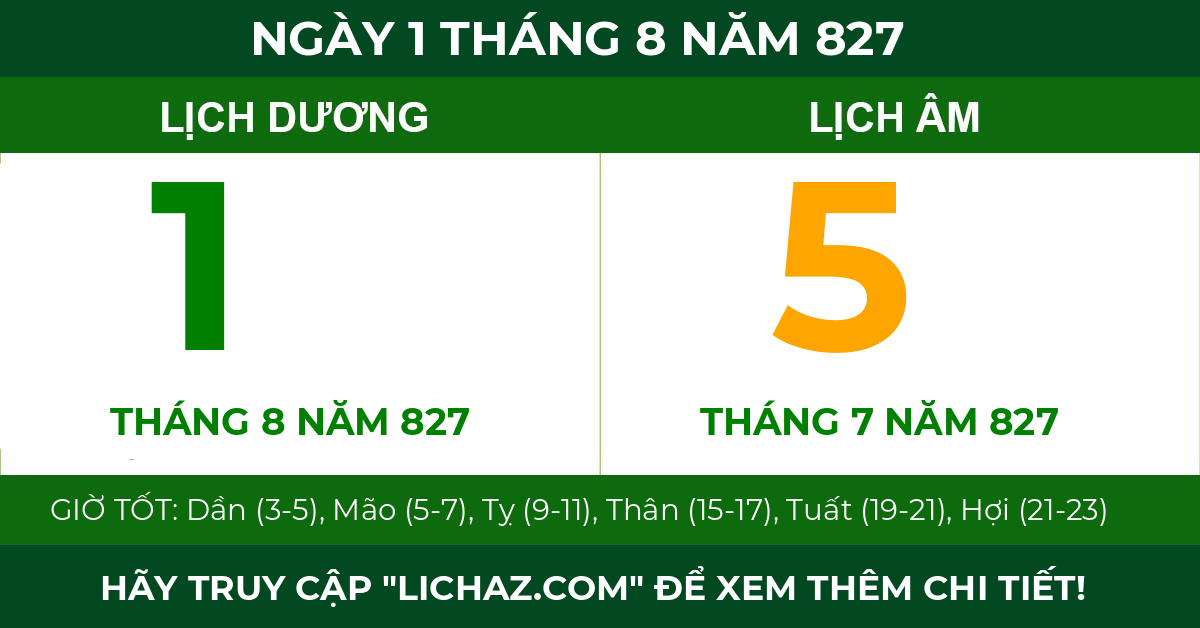lịch âm ngày 1 tháng 8 năm 827