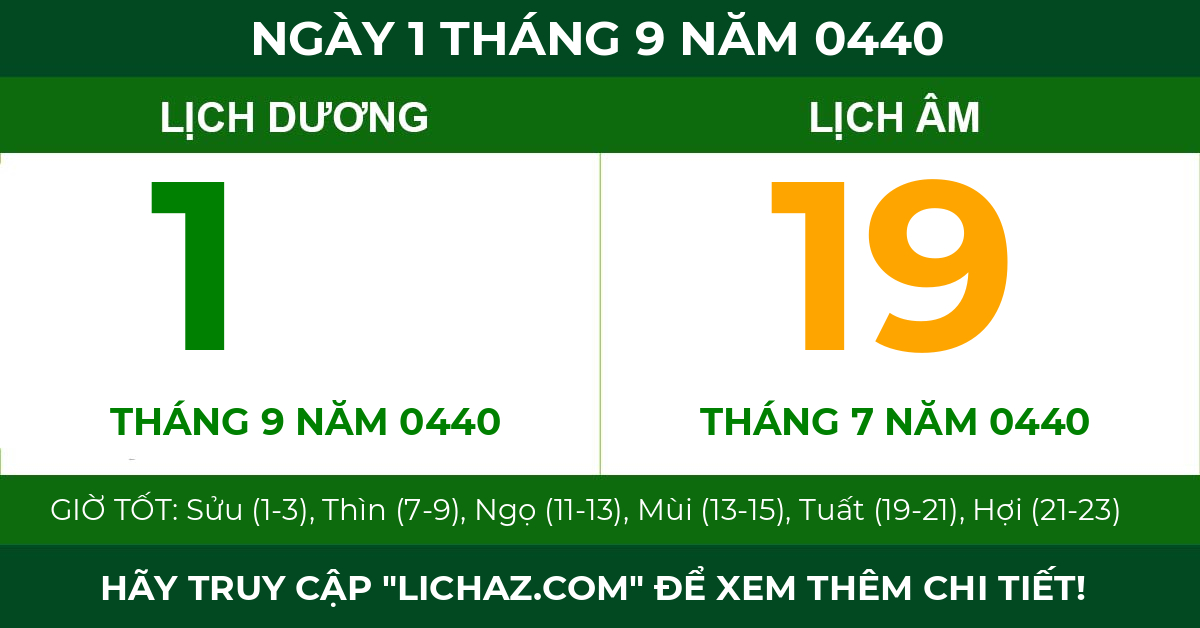 lịch âm ngày 1 tháng 9 năm 0440