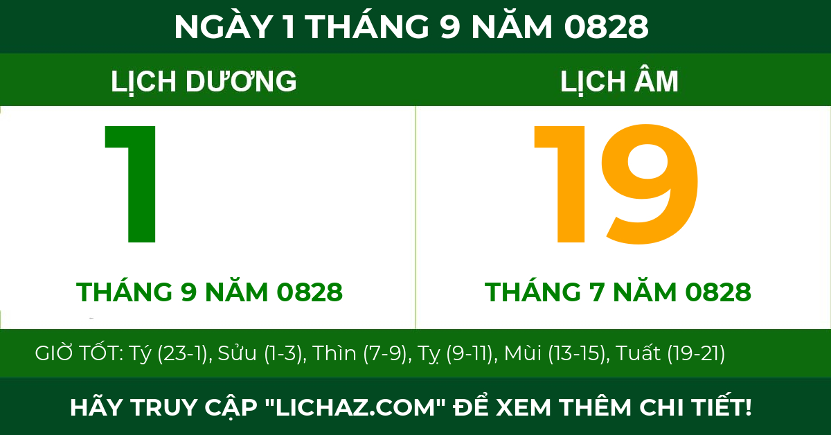 lịch âm ngày 1 tháng 9 năm 0828