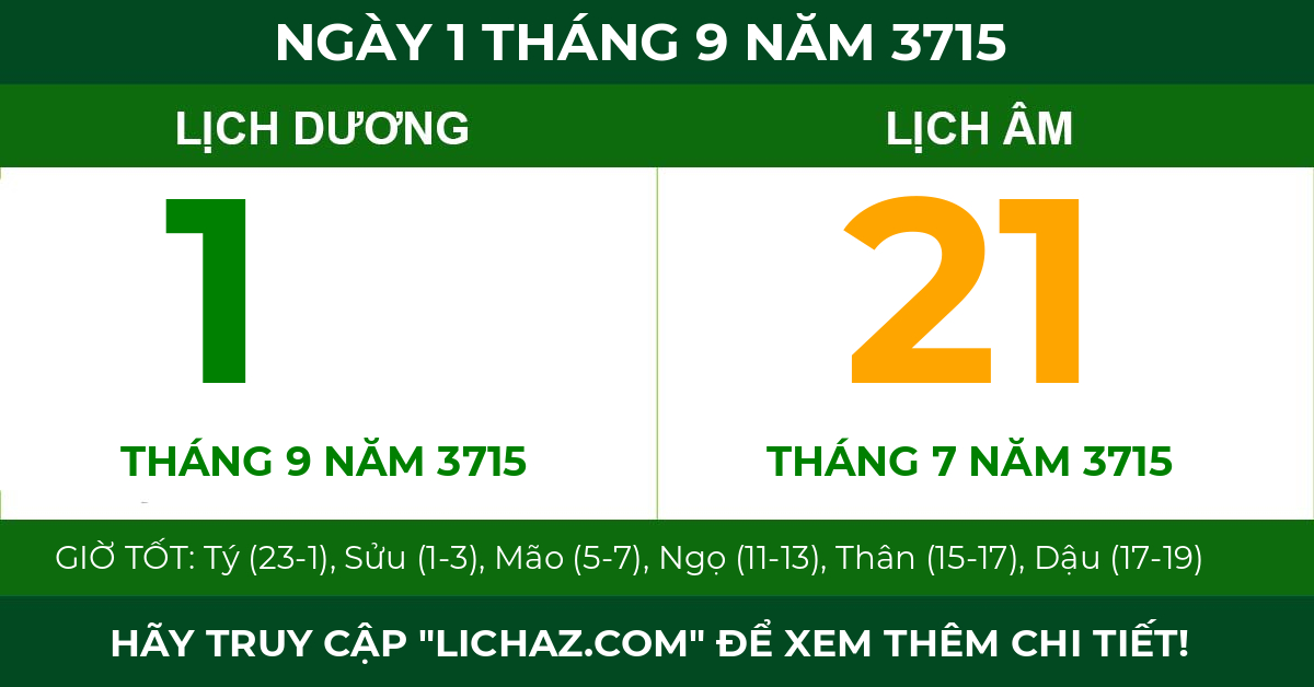 lịch âm ngày 1 tháng 9 năm 3715