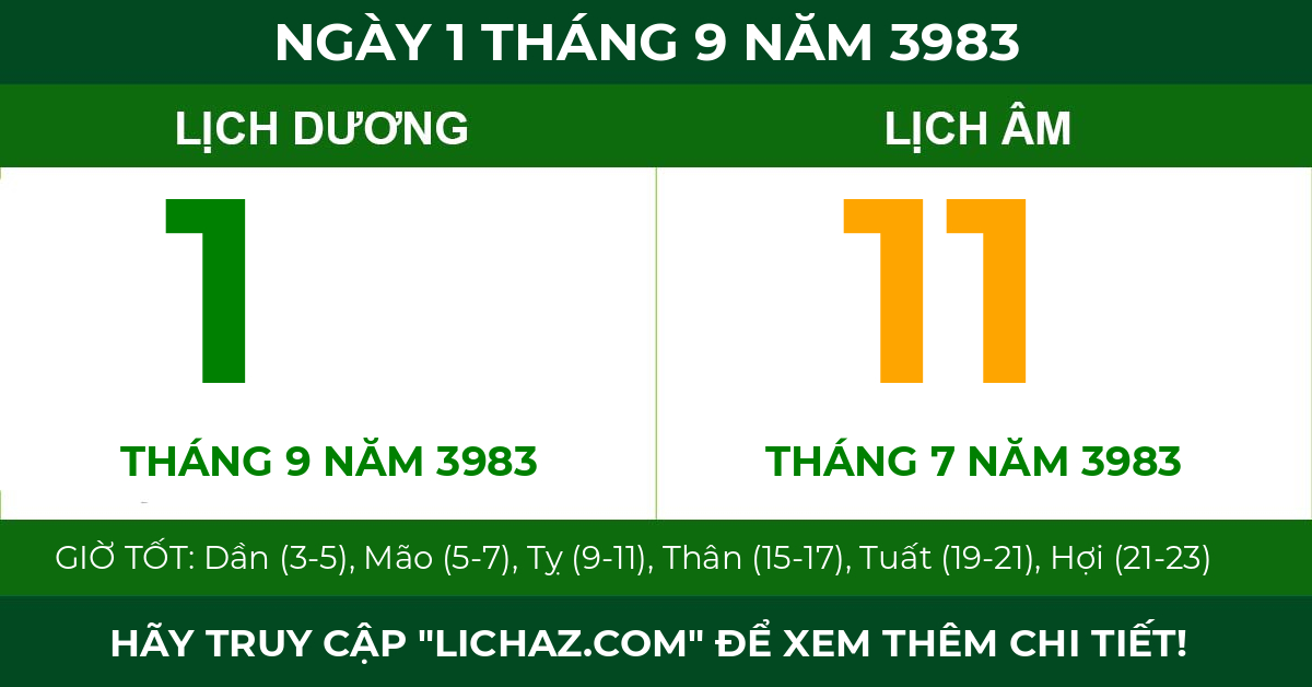 lịch âm ngày 1 tháng 9 năm 3983