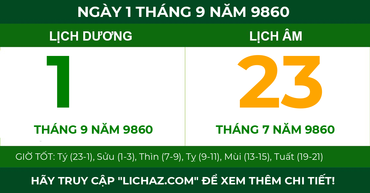 lịch âm ngày 1 tháng 9 năm 9860