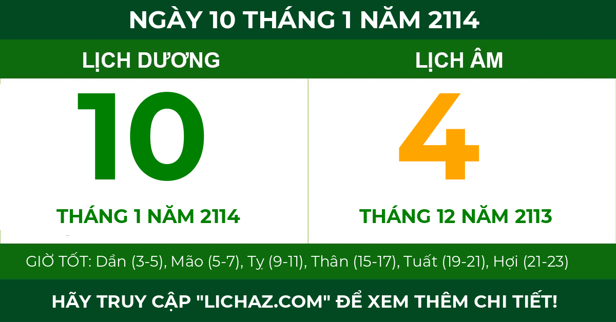 lịch âm ngày 10 tháng 1 năm 2114