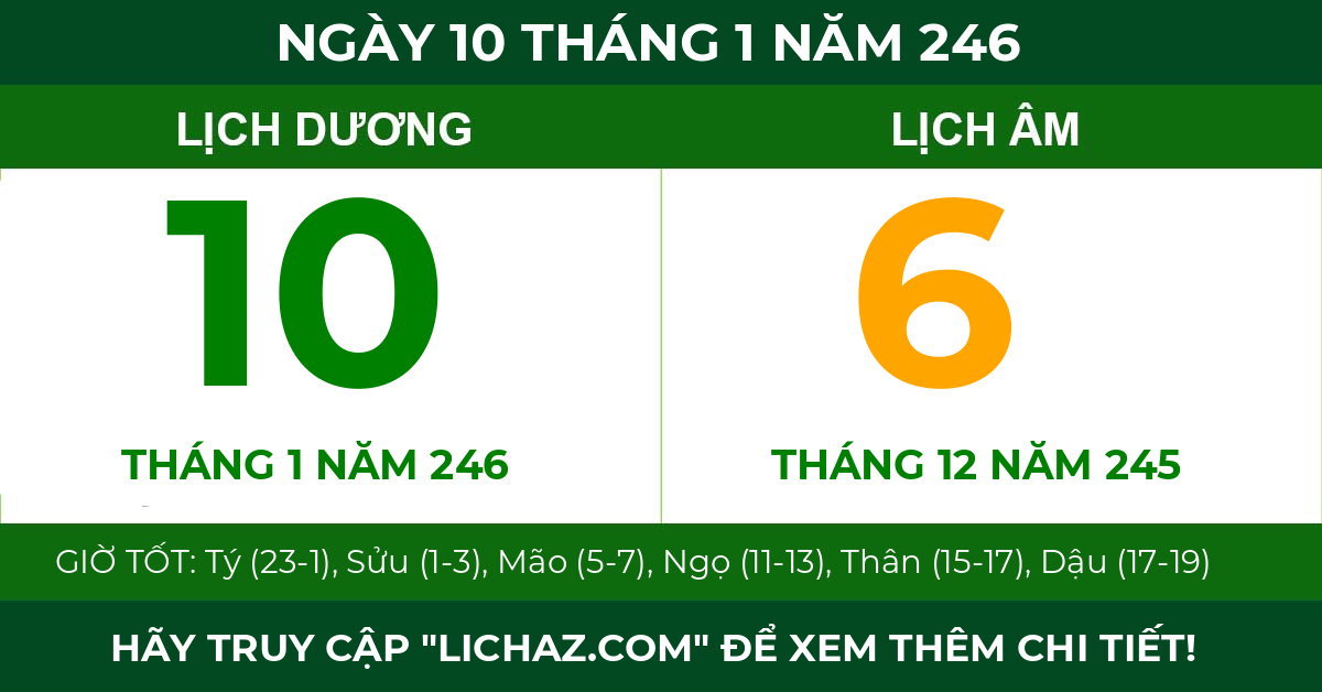 lịch âm ngày 10 tháng 1 năm 246