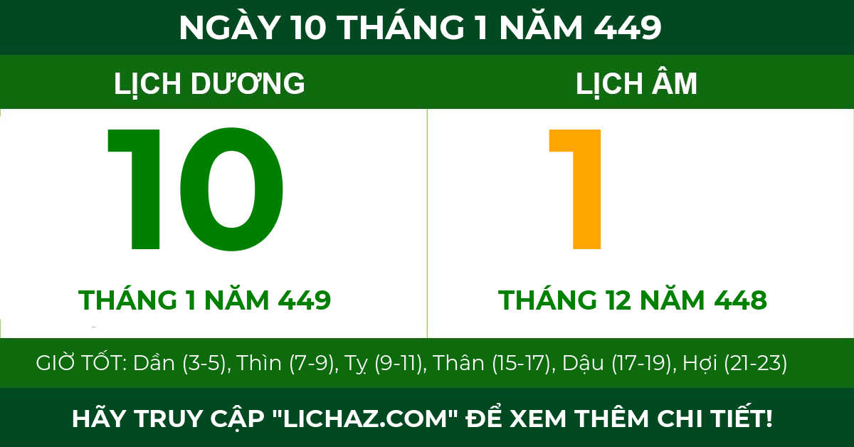 lịch âm ngày 10 tháng 1 năm 449