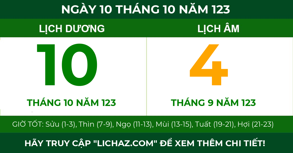 lịch âm ngày 10 tháng 10 năm 123