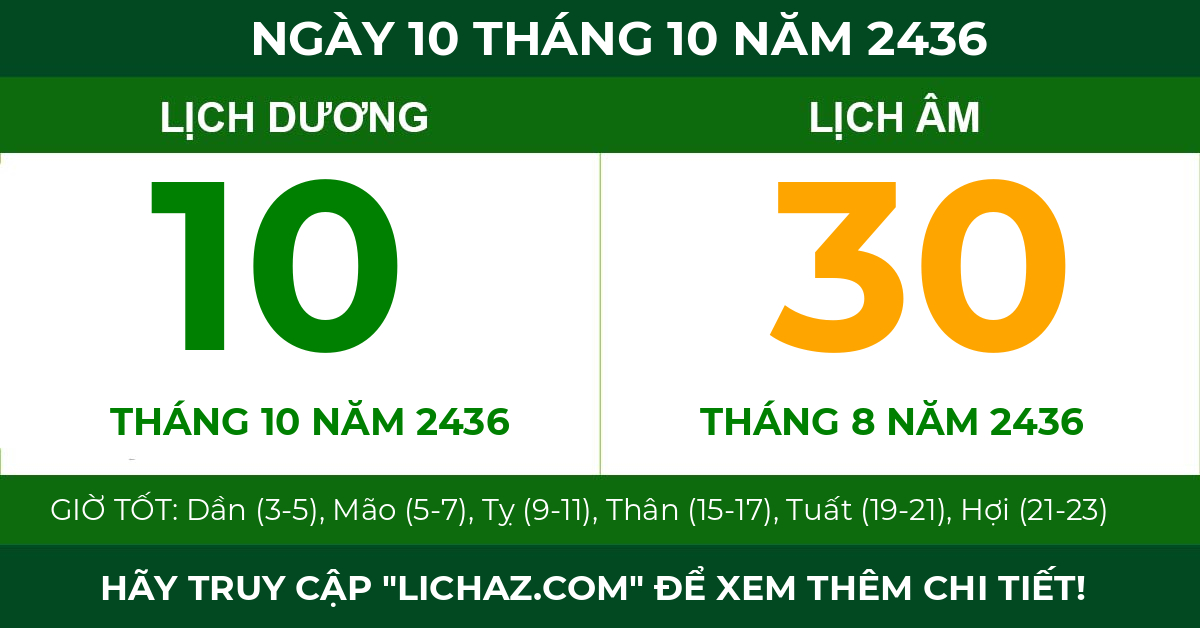 lịch âm ngày 10 tháng 10 năm 2436