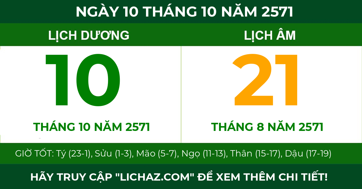 lịch âm ngày 10 tháng 10 năm 2571