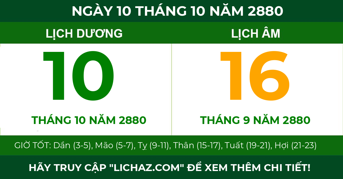 lịch âm ngày 10 tháng 10 năm 2880