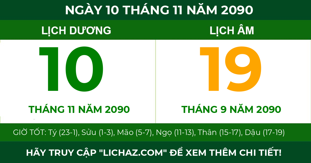 lịch âm ngày 10 tháng 11 năm 2090
