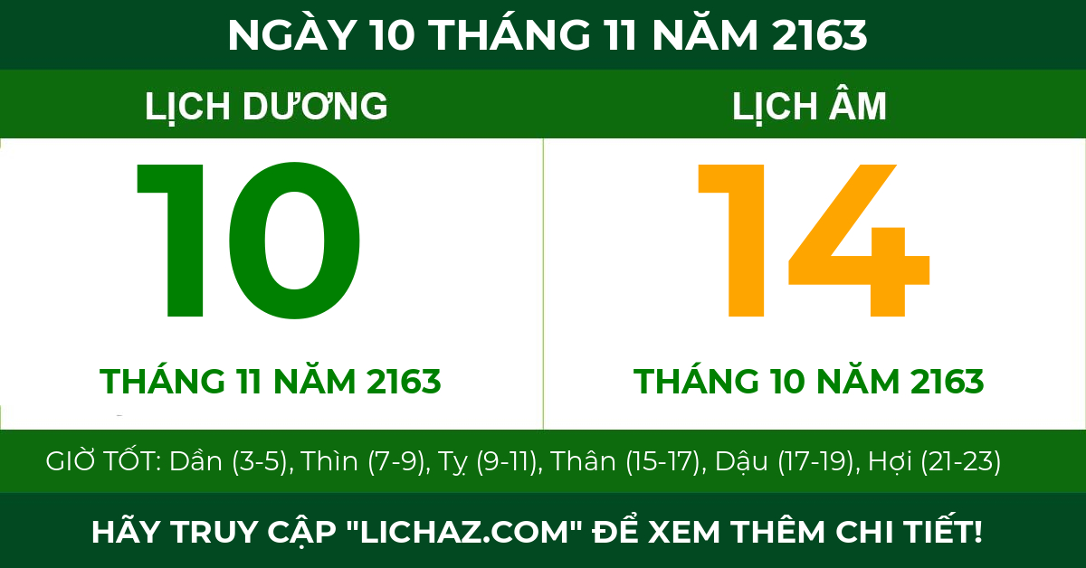 lịch âm ngày 10 tháng 11 năm 2163
