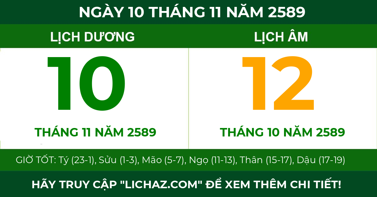 lịch âm ngày 10 tháng 11 năm 2589
