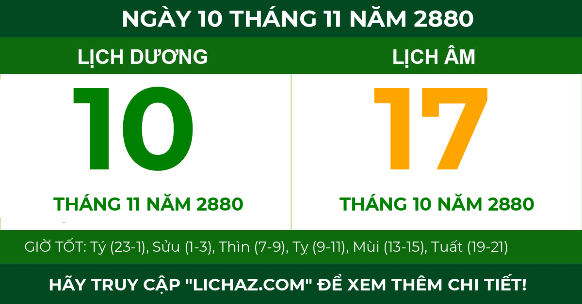 lịch âm ngày 10 tháng 11 năm 2880