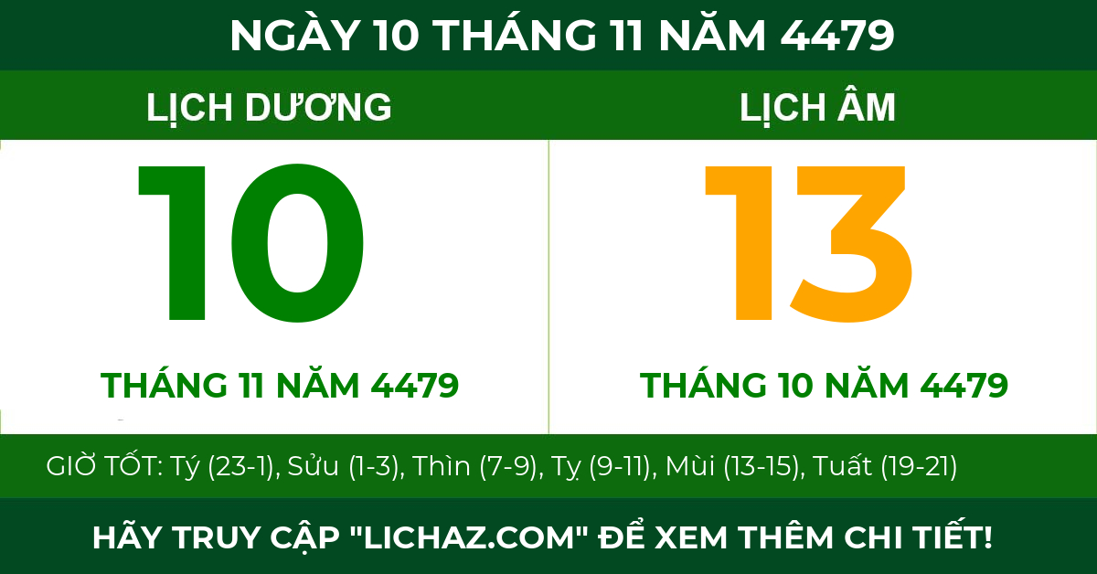 lịch âm ngày 10 tháng 11 năm 4479