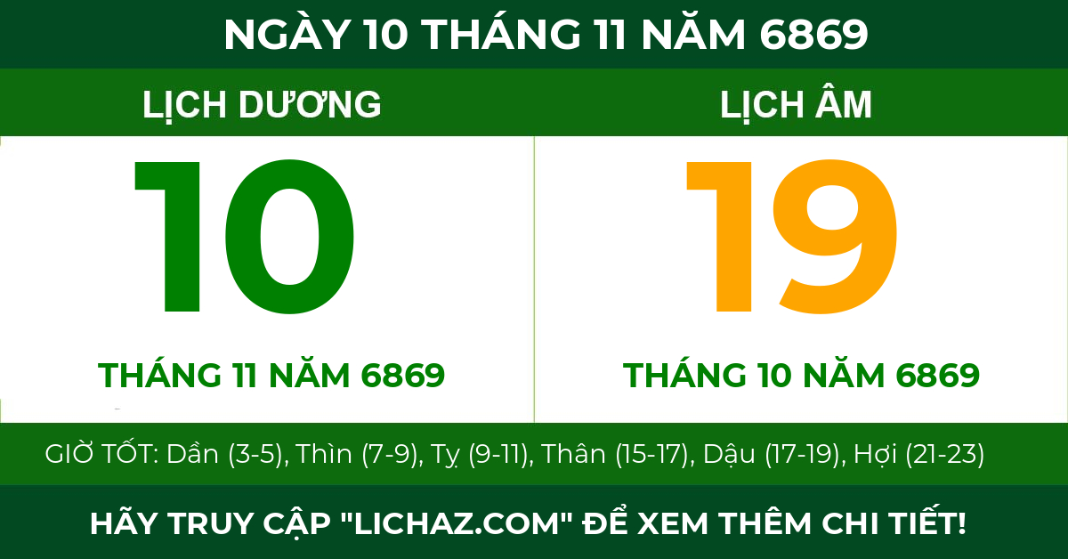 lịch âm ngày 10 tháng 11 năm 6869