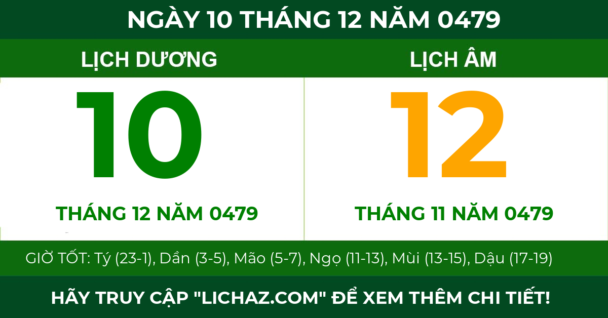 lịch âm ngày 10 tháng 12 năm 0479