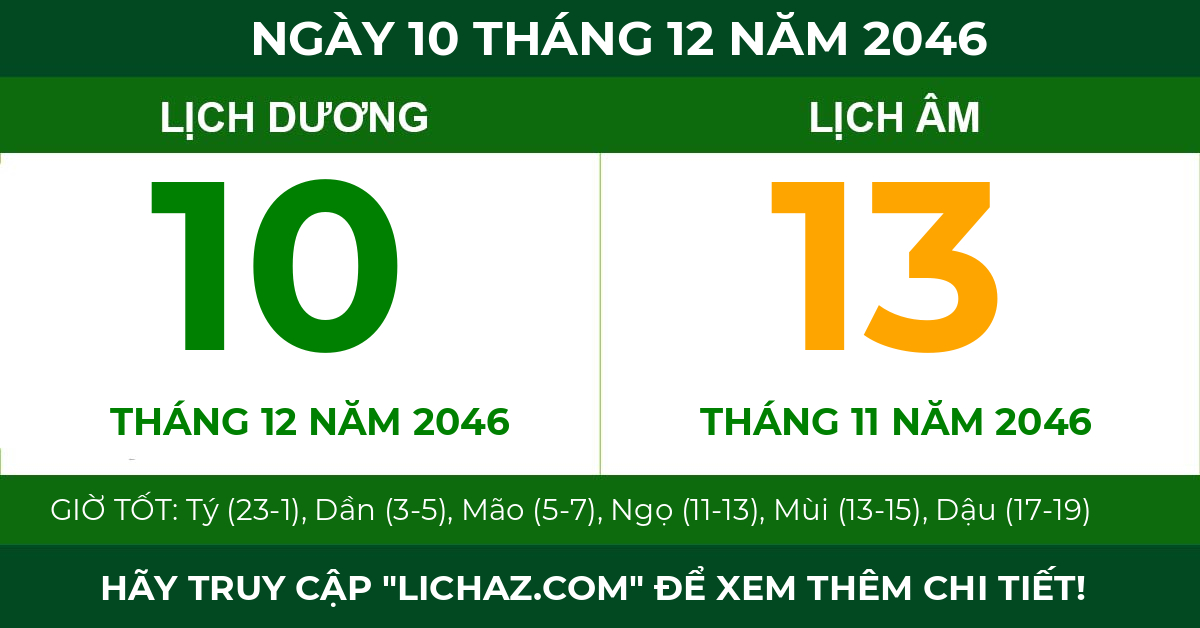 lịch âm ngày 10 tháng 12 năm 2046