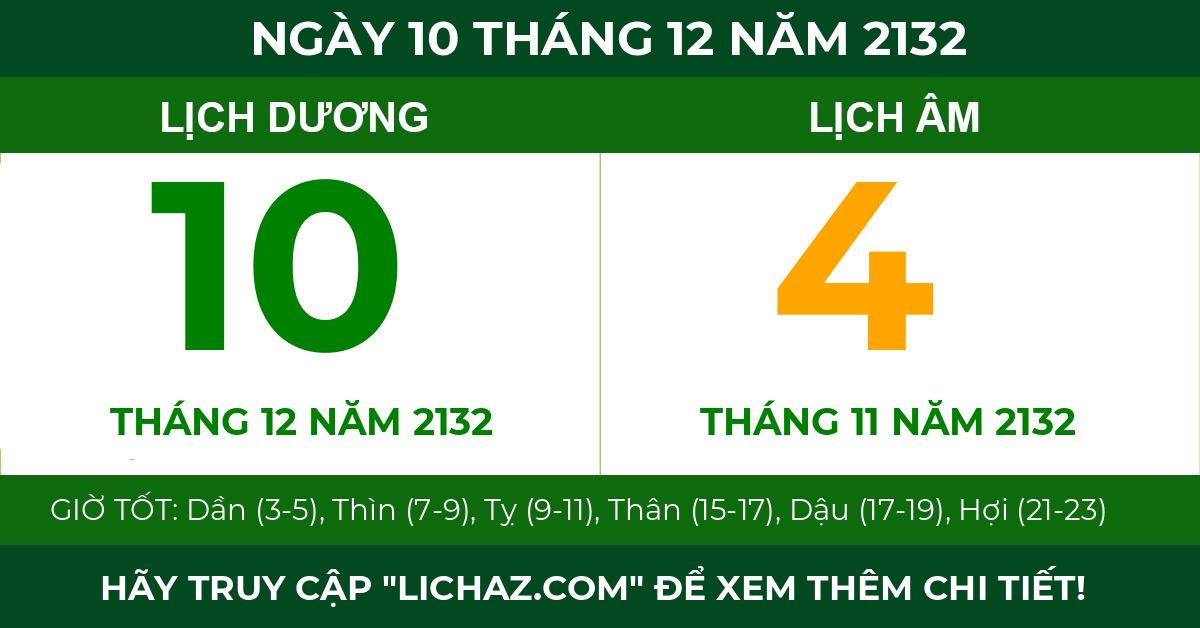 lịch âm ngày 10 tháng 12 năm 2132