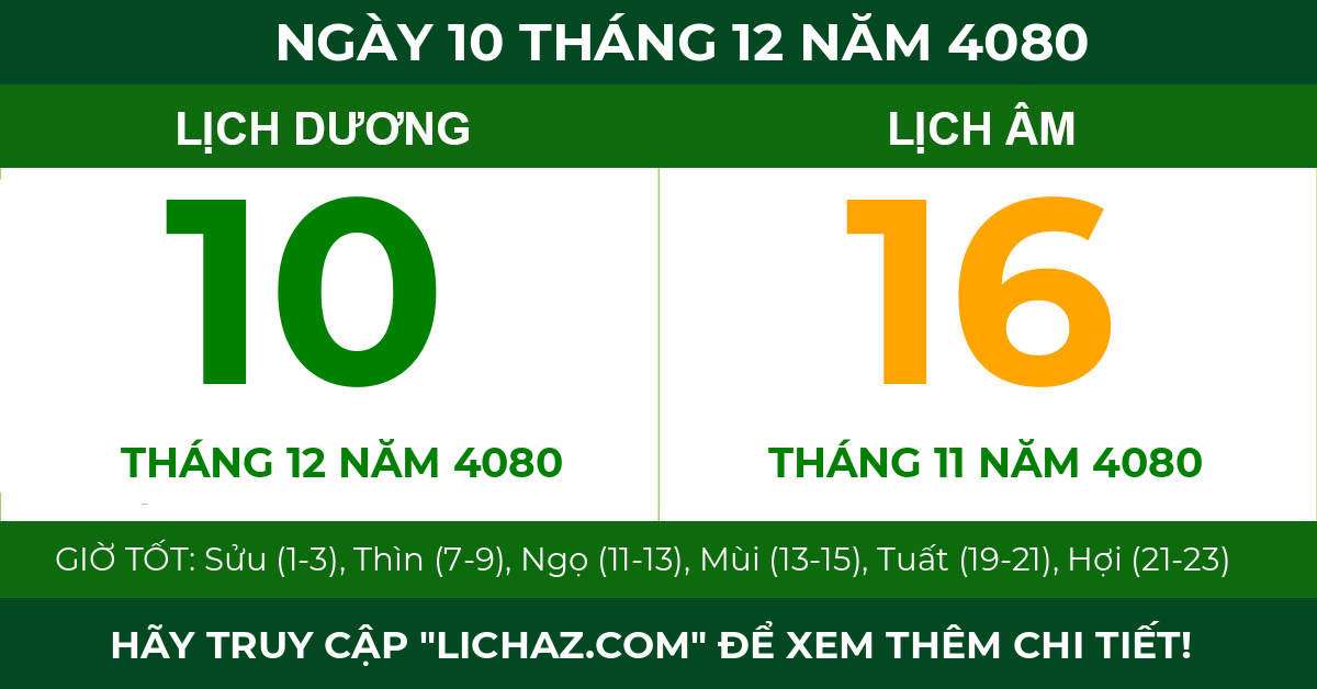 lịch âm ngày 10 tháng 12 năm 4080