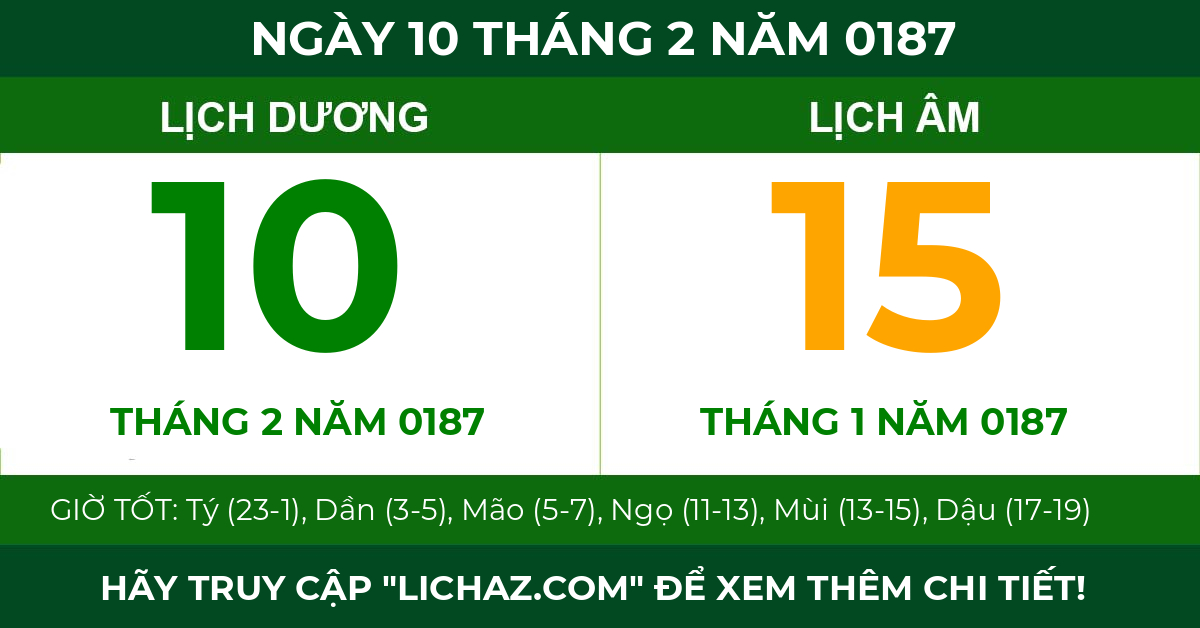 lịch âm ngày 10 tháng 2 năm 0187