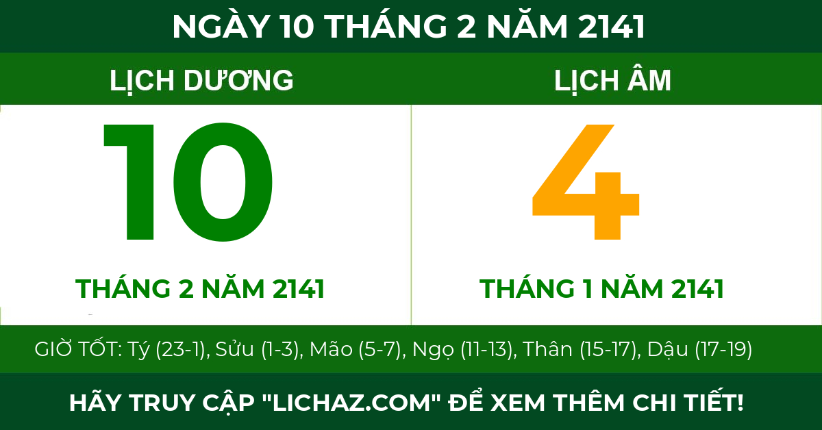 lịch âm ngày 10 tháng 2 năm 2141