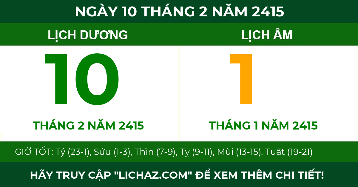 lịch âm ngày 10 tháng 2 năm 2415